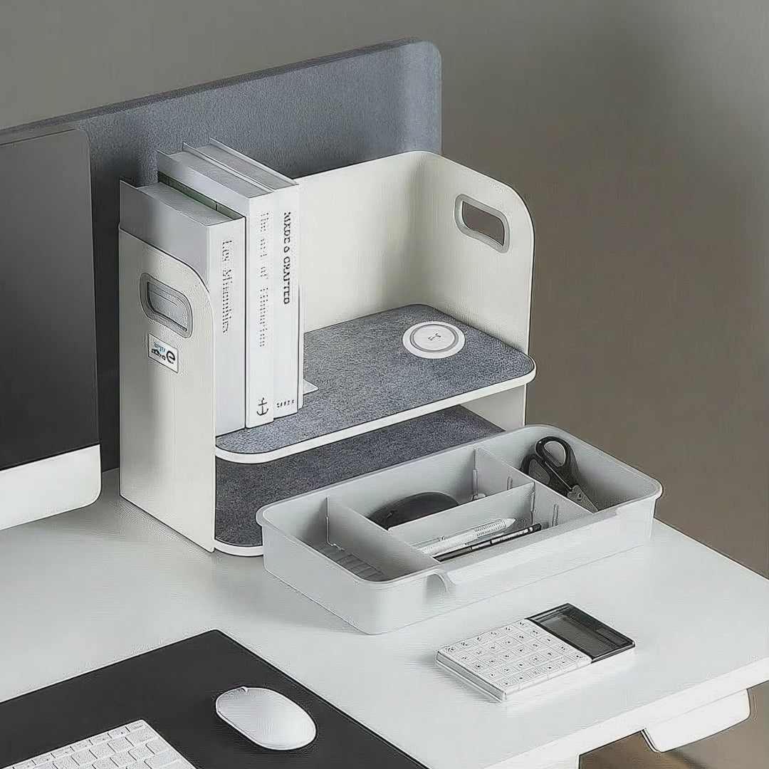 Eagraí Deasc Gan Sreang Qi Tarraiceán Seilf Muirir Tarraiceán Leabhar Tráidire Oifige Baile Suas le 10kg