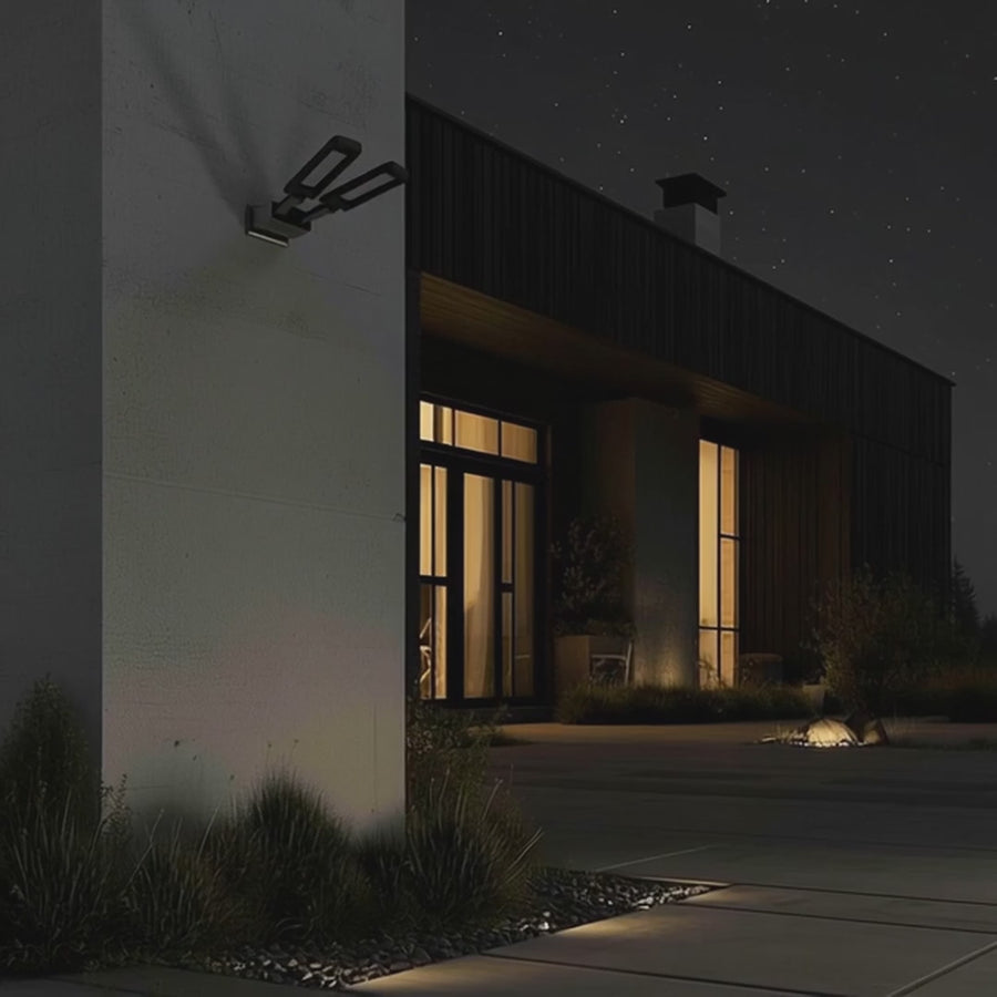 Maclean MCE447 Double Solar Wall Lamp with Motion and Dusk Sensor IP54 5W 2x 450 Lumens 6500K Two Light Sources Remote Control Outdoor Street Light