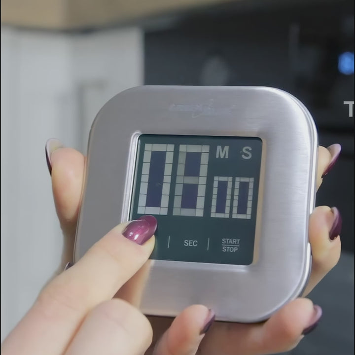 Greenblue GB524 Digital Magnetic Timer- Silver Countdown Stopwatch Magnet Back