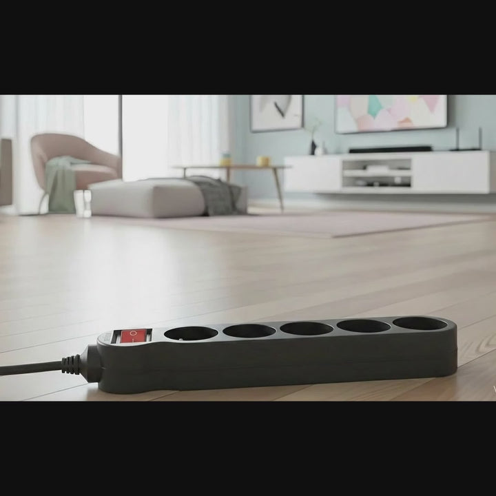 Maclean Energy MCE183 power strip 5 socket extension with switch