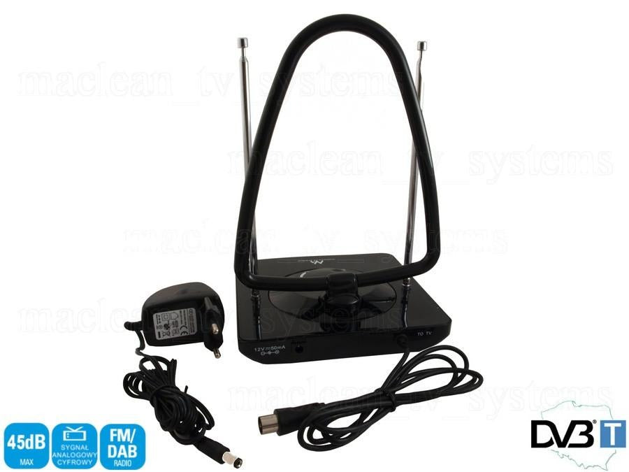 Maclean MCTV-963 High Gain Indoor Aerial Antenna Low Noise Digital Analog Freeview FM DVB Strongt 45dB