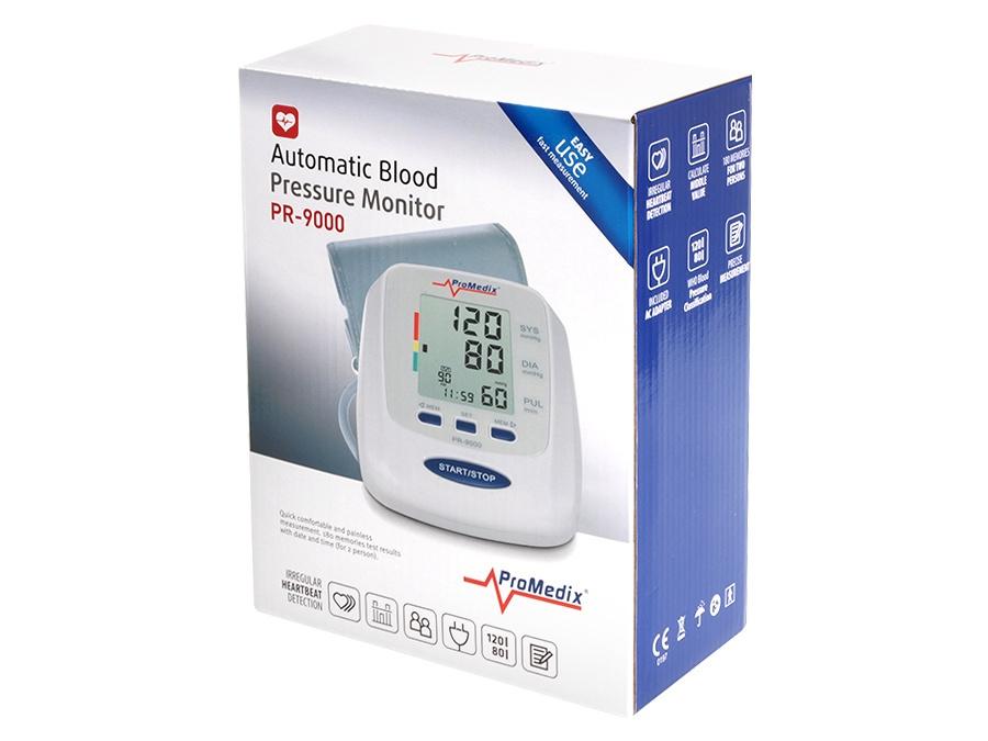 ProMedix PR-9000 Automatic Blood Pressure Monitor Upper Arm Cuff Fast Measurement Irregular Heartbeat Detection