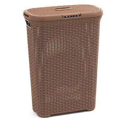 Curver laundry basket, openwork design, 40L, dark brown, Natural Style