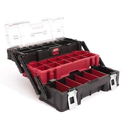 Keter Canti Trio 21" Toolbox Organizer Tools Accessories 3 Level Cantilever Toolbox Handle Adjustable Compartments