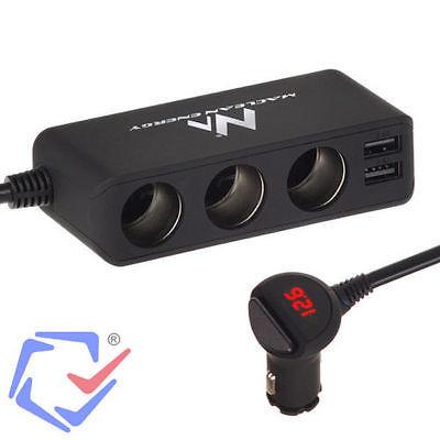 Maclean MCE117 Charger Car Adapter Triple 3 Car Cigarette Lighter Plugs 4xUSB Triple Car Cigarette Lighter Socket Splitter 4xUSB