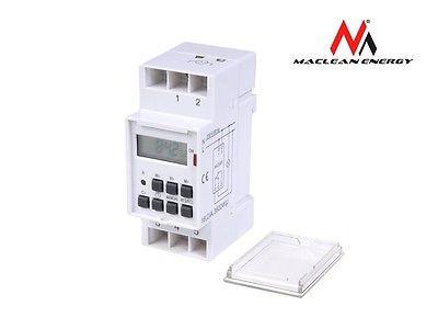 Maclean - MCE09 - Digital Programmable Switch Timer for DIN Rail - 10 Programs - Backup Battery