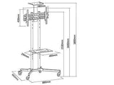 Maclean MC-661 Trolley TV Stand with Mounting Bracket and 2 Shelfs