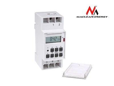 Maclean - MCE09 - Digital Programmable Switch Timer for DIN Rail - 10 Programs - Backup Battery