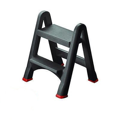 Curver 155160 Folding Step Ladder Stool Mini 2-Step Up to 150kg Portable Surface Foldable