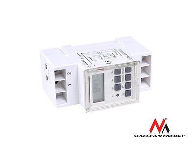 Maclean - MCE09 - Digital Programmable Switch Timer for DIN Rail - 10 Programs - Backup Battery