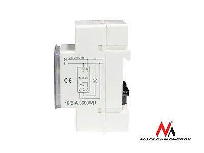 Maclean - MCE09 - Digital Programmable Switch Timer for DIN Rail - 10 Programs - Backup Battery