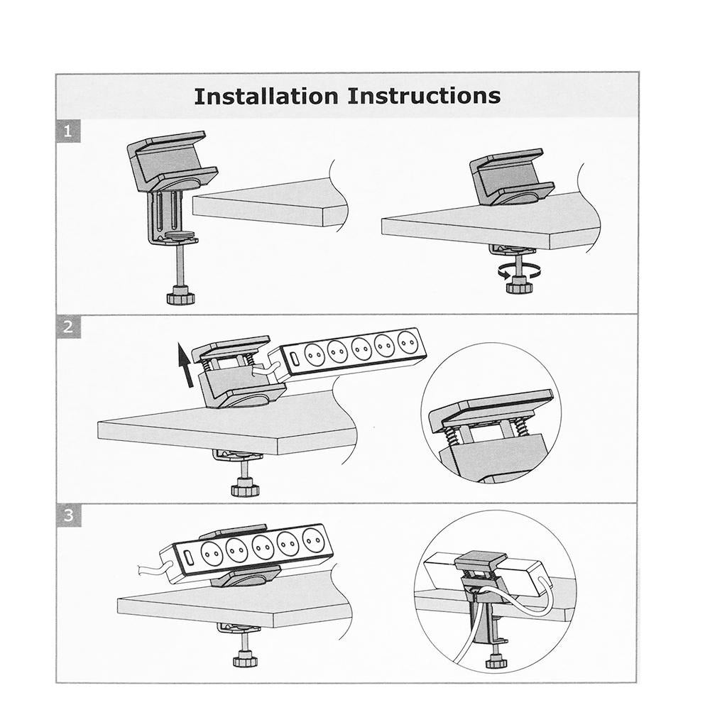 Maclean Brackets MC-808 Desk Holder For a Power Strip White