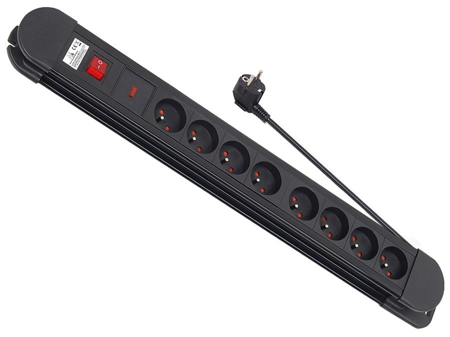 Power strip 8 sockets, illuminated switch, protection for children