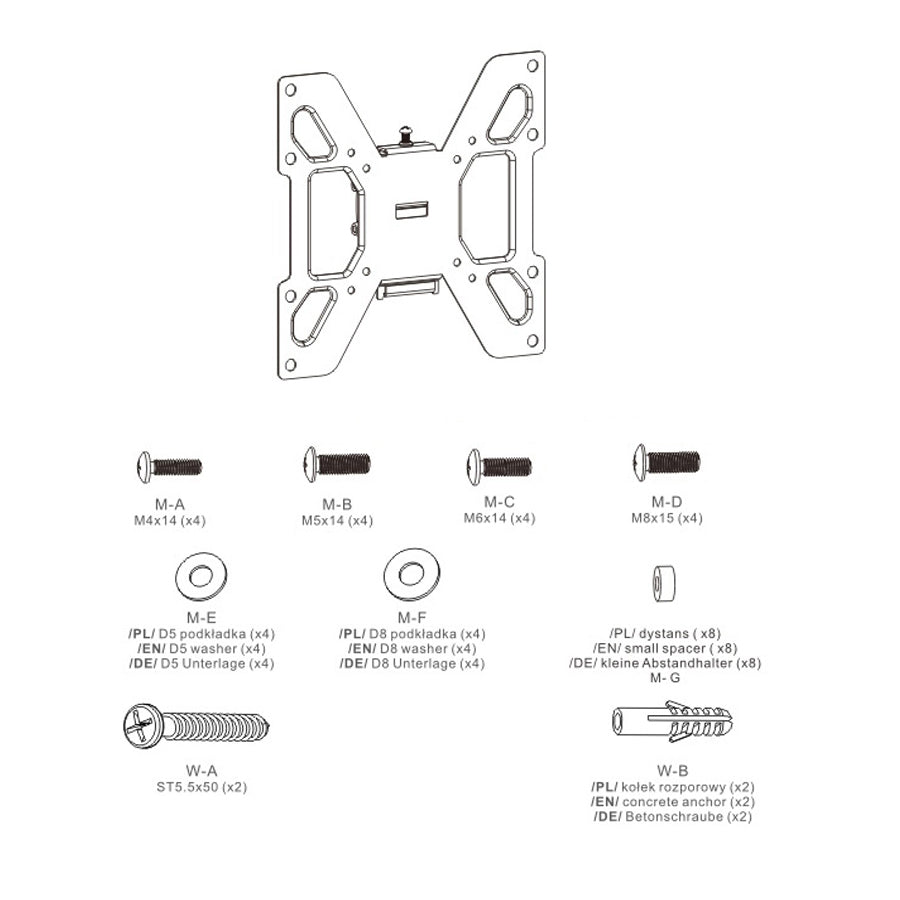 Maclean MC-597 TV Bracket Wall Mount Universal LED LCD Plasma Adjustable 23'' - 42'' Metal 20 kg