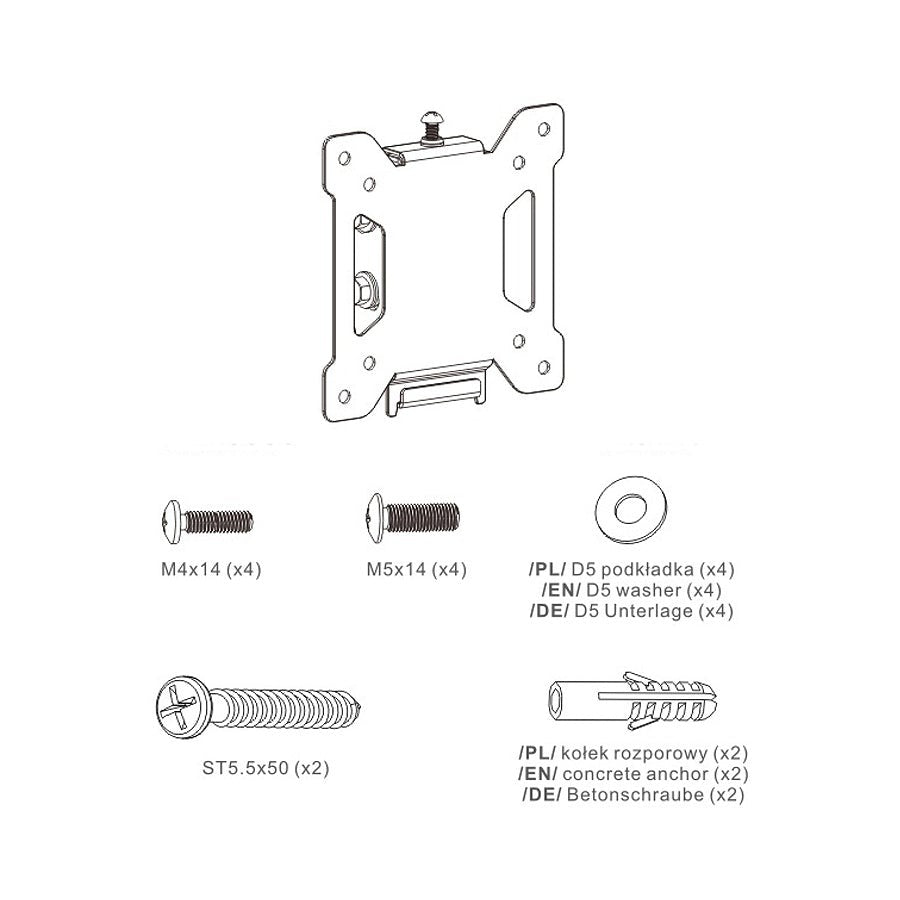 Maclean MC-596 TV Wall Mount Bracket Universal Holder LCD LED Plasma 13" - 27" VESA 20kg