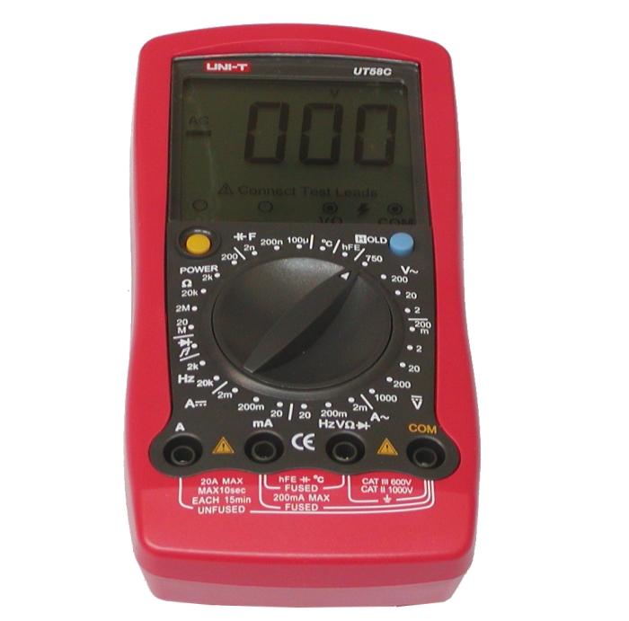 The professional UT58C - UNI-T UT58C digital meter manufactured by Uni-t is a universal multimeter with a number of measuring functions.