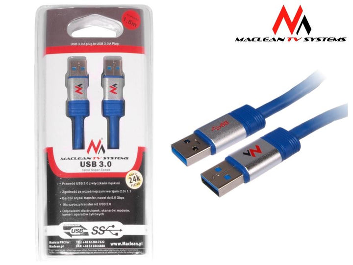 Maclean MCTV-606 Préimh 1.8m USB 3.0 Cábla AM Muirear Aistrithe Sonraí 5Gb/s