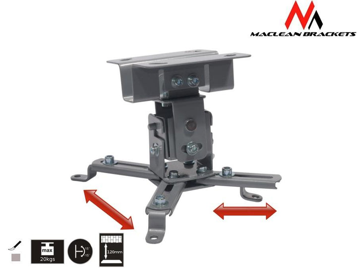 Maclean MC-582 Universal Projector Ceiling Mount max. 20kg Tilting -15° / +15° High Quality