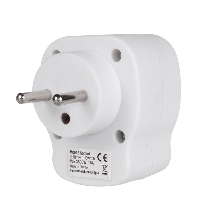 Maclean MCE13 Current socket with two-position switch White