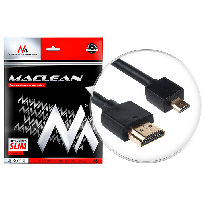 HDMI-microHDMI v1.4 Ultra SLIM AD Cábla Maclean MCTV-721