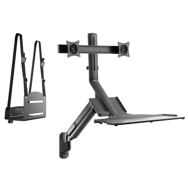 Maclean MC-633 Monitor Bracket Wall Mount Keyboard Shelf Sit Stand Workstation VESA 17" - 32"