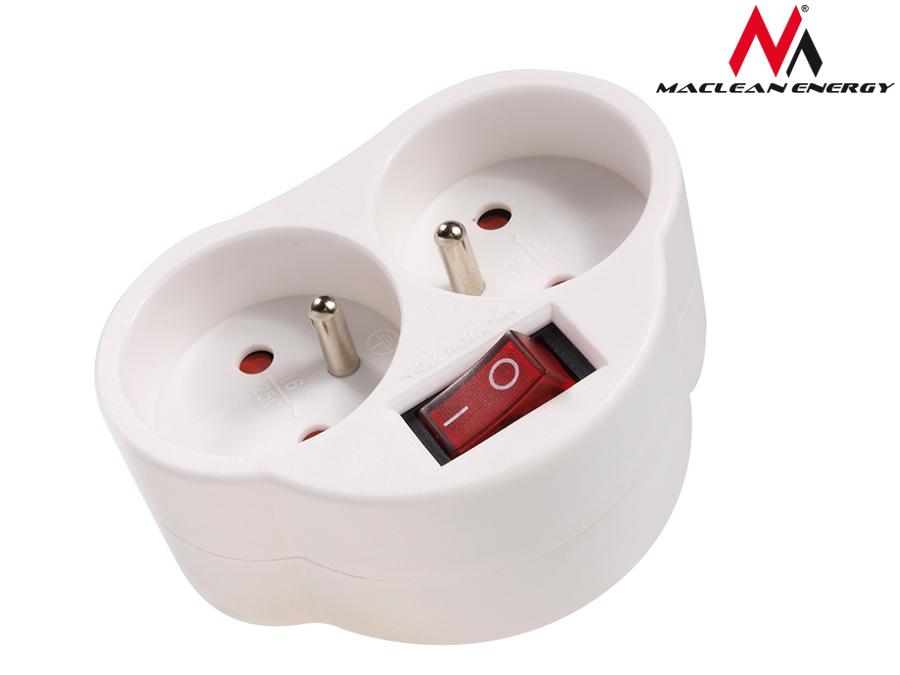 Maclean current outlet, with switch, x2, max. 3680W,  type E MCE31