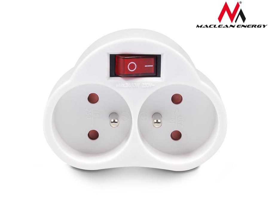 Maclean current outlet, with switch, x2, max. 3680W, type E MCE31 ...