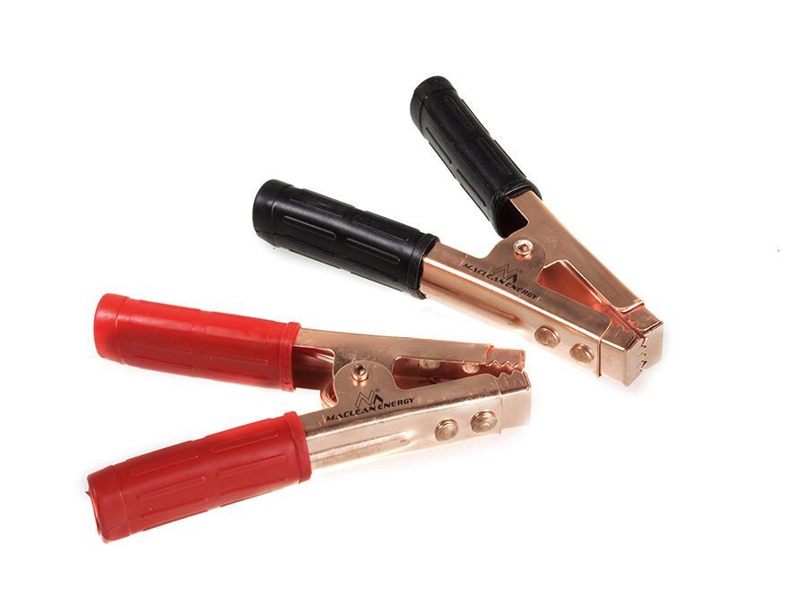 Maclean MCE37 Quality Set of 2 Copper Plated Alligator clips 400A and 600A Insulated battery terminals Connection terminals 2 pieces Black and Red