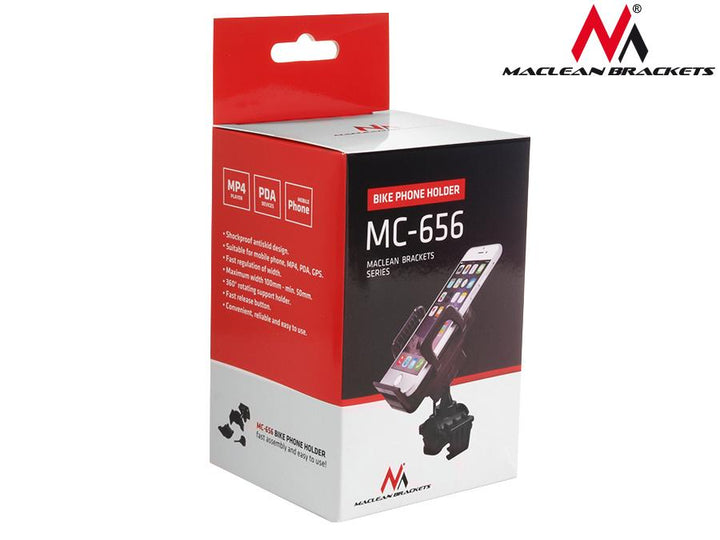 Maclean Brackets MC-656 Bicycle Phone Holder Handlebar Mount - Universal with Clamp for Bike Motorbike