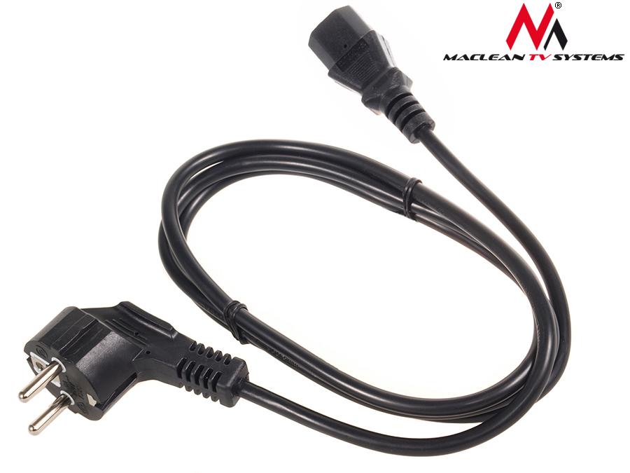 Maclean power cable, 3 pin, IEC C13, EU plug, 1.5m, MCTV-691