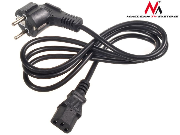 Maclean power cable, 3 pin, IEC C13, EU plug, 1.5m, MCTV-691