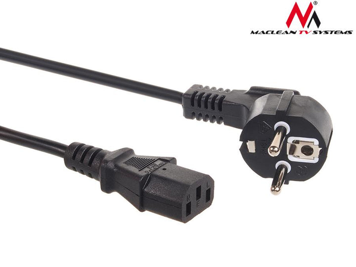 Maclean power cable, 3 pin, IEC C13, EU plug, 1.5m, MCTV-691