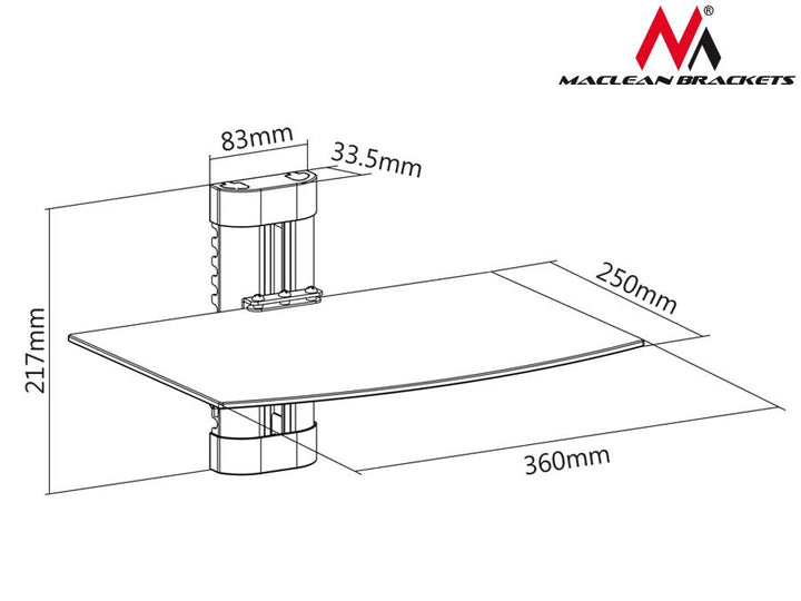 Maclean MC-663 Wall mount for DVD Players and Satellite Receivers Shelf Up to 8 kg