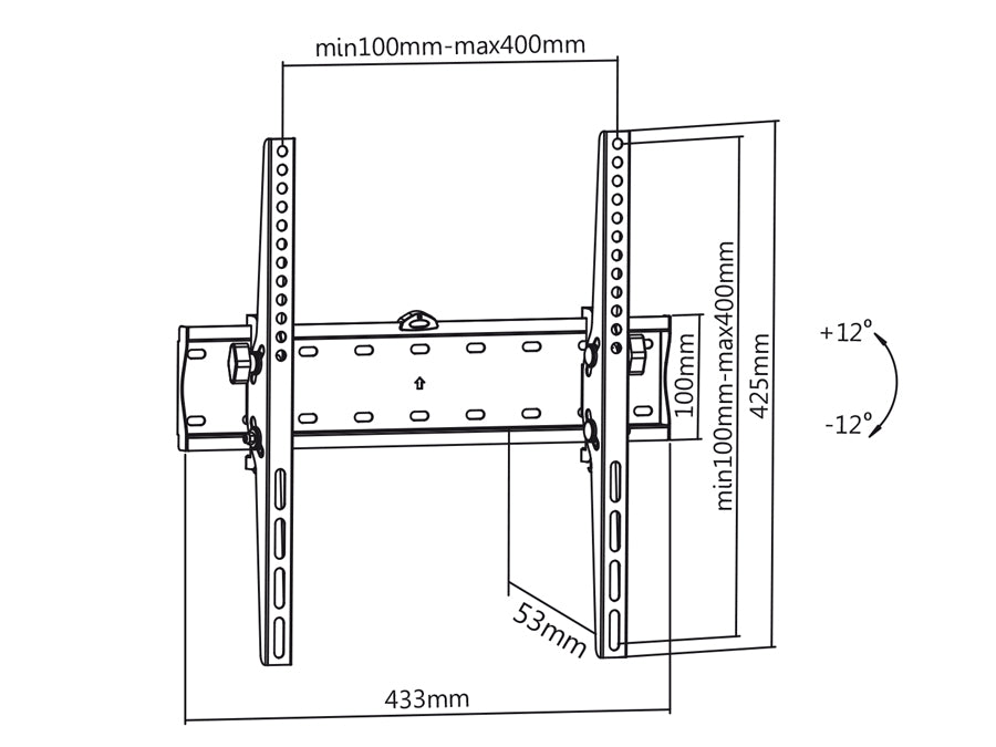 Balla Lúibín Teilifíse Maclean MC-665 Mount LED LCD Plasma 32'' - 55" 40kg Cruach Inchoigeartaithe