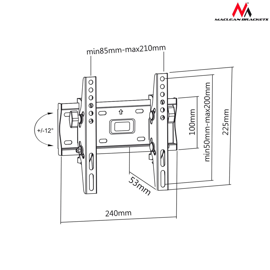 Maclean MC-667 Lúibín Teilifíse Claonadh Balla Feistithe Maol Mount VESA LED LCD Plasma 25kg 23" - 42"