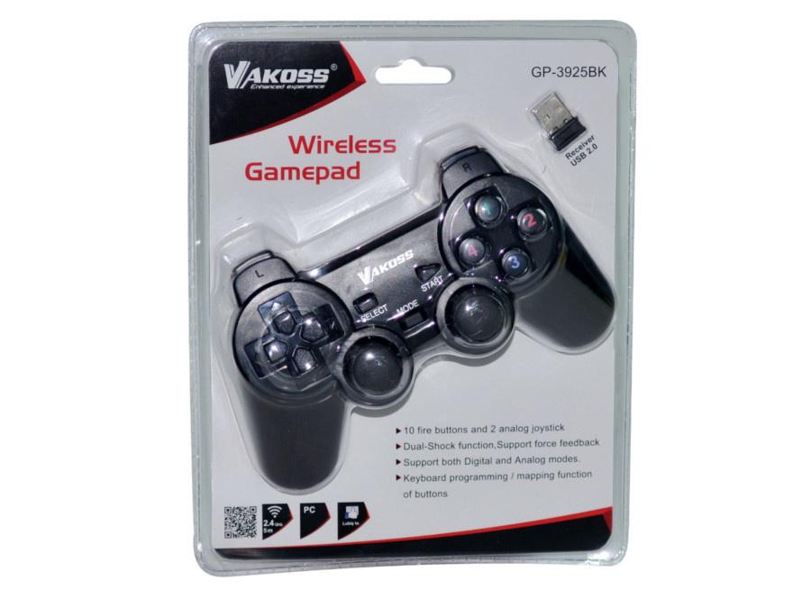 Vakoss GP-3925BK Rialaitheoir Gamepad Gan Sreang le haghaidh Playstation 3 nó ríomhaire PC