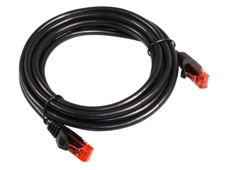 UTP LAN CAT6 network cable, terminated with RJ45 plugs, black - 3m