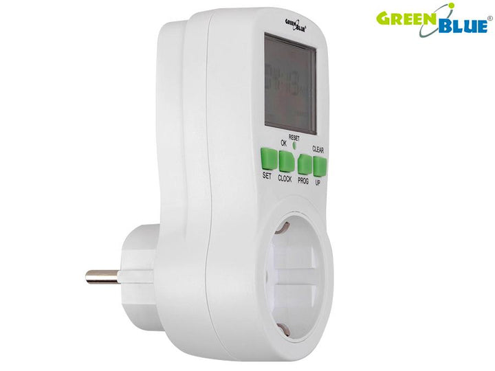 GreenBlue GB107G digital timer switch, large LCD screen, F-type German plug