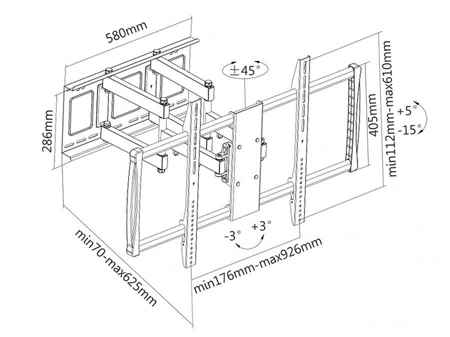 Maclean MC-679 TV Wall Mount 60"-100" for Large Screens max. 80kg LED Plasma LCD VESA max. 600x900