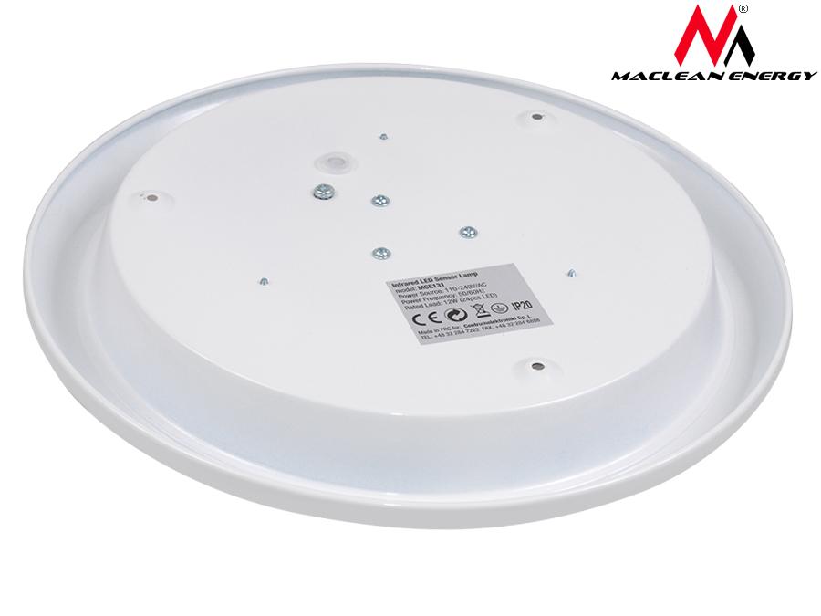 Maclean MCE131 Ceiling Ceiling Lamp with Sensor 12W Motion Detector Dusk to Dawn Detection Distance: max.6m