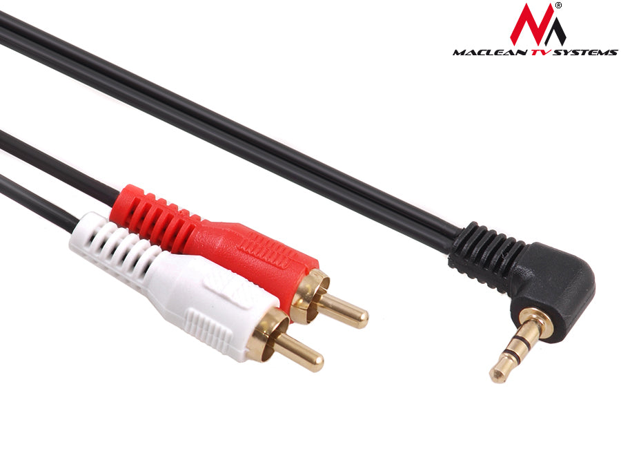 Maclean MCTV-828 3.5mm Jack 2x Cinch 2RCA Cable 15m Angled 90° Gold Plated