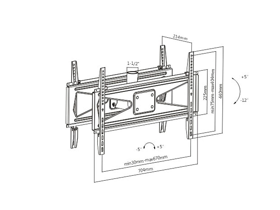 Lúibín Sléibhe Uasteorainn Teilifíse le haghaidh 2 Scáileán LED LCD 37" - 70" Tilt Rotatable 50kg VESA