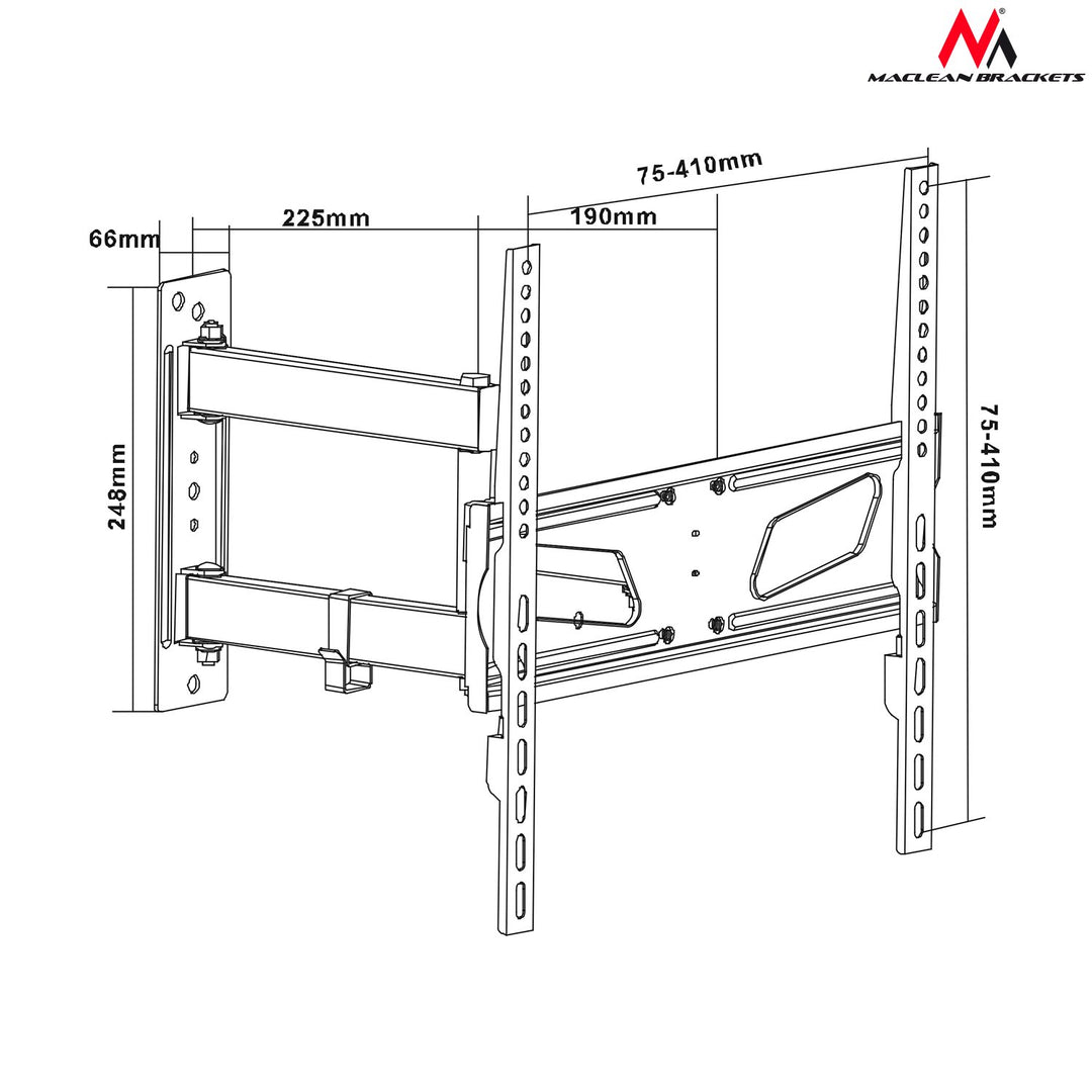 Maclean MC-711N TV Wall Mount Bracket Universal 26'' - 55" Curved Screen 30kg LCD LED Plasma Adjustable Walll Distance