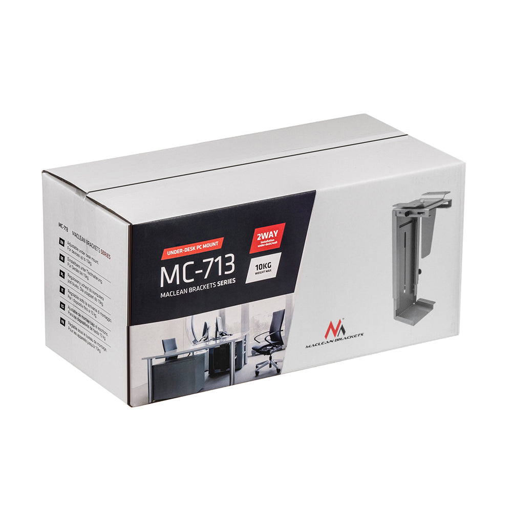 Maclean MC-713S Computer Bracket PC Support Holder Adjustable Width Height Under Table Desk