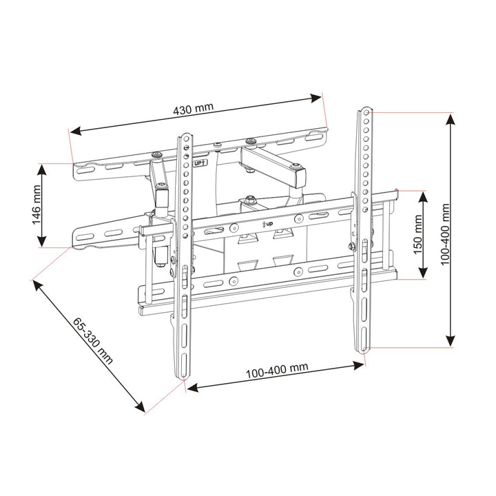 Feistithe le haghaidh teilifíse LCD / stiúir 23 '' - 60 '' 45 kg ingearach agus cothrománach AR-50 EALAÍN