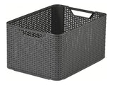 Curver basket, multipurpose, with lid, grey, Rattan Style L