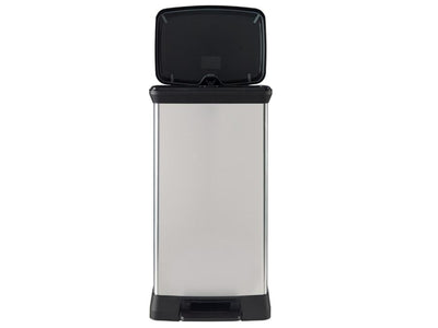 Curver Waste Bin 50 L with Pedal Metallized Surface Silver Lidded Dustbin Kitchen Home Office