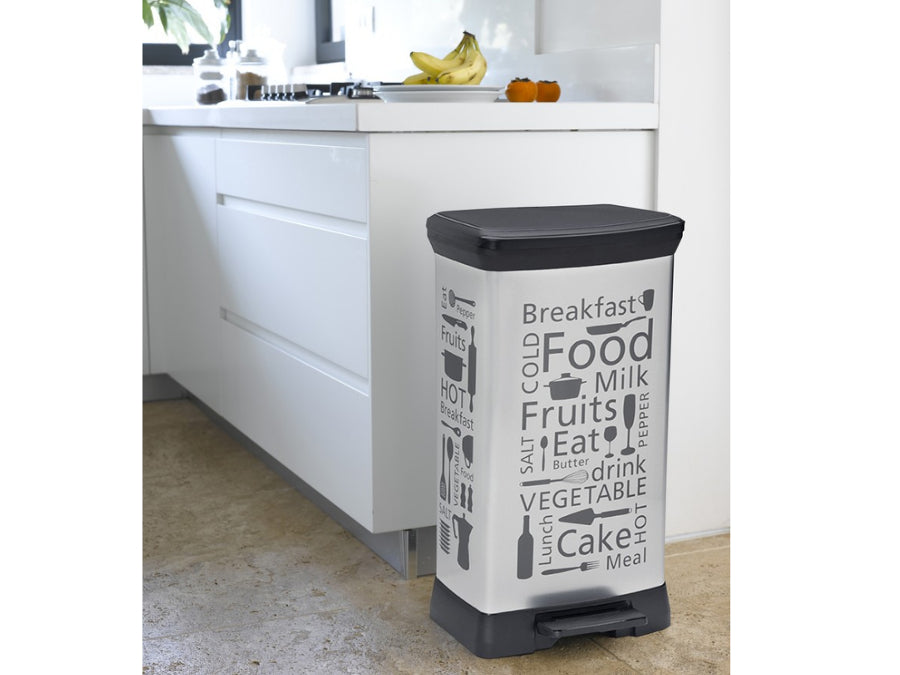 Curver Decobin Prullenbak - 50L - 39x29x72 cm - Zilver Metallic – vtwonen Curver Decobin Prullenbak - 50L - 39x29x72 cm - Zilver Metallic – vtwonen