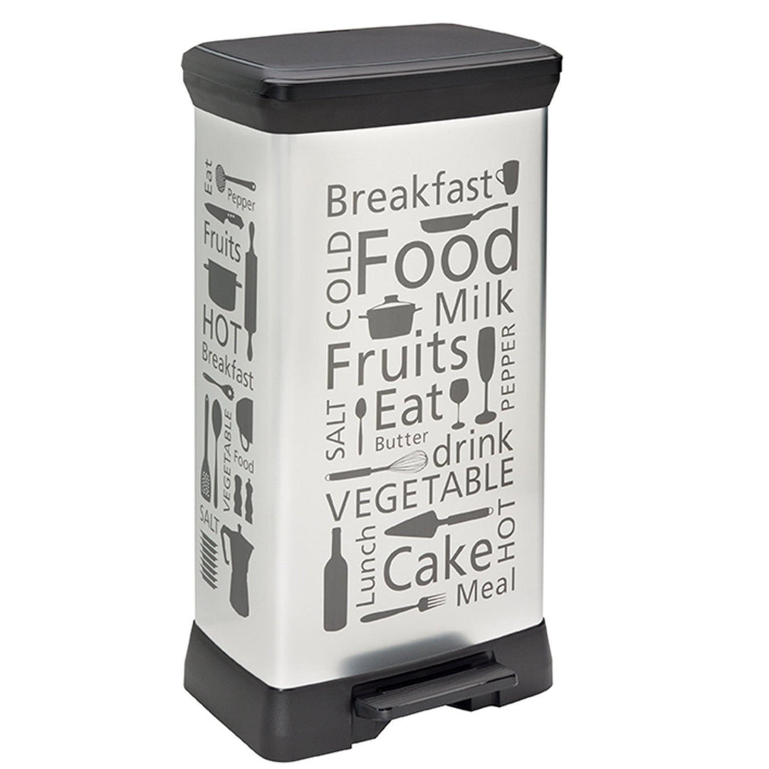 Curver Kitchen Waste Bin Trash Can with Pedal 50 L, Silver Design, wit – Euroelectronics UK