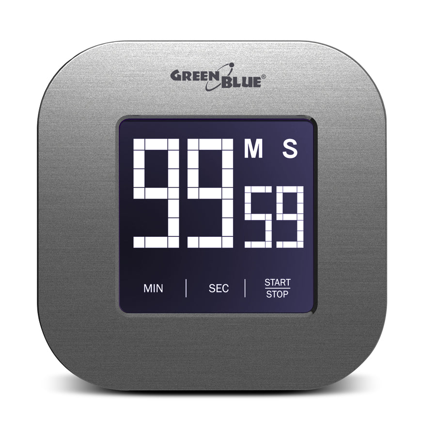 Greenblue GB524 Digital Magnetic Timer- Silver Countdown Stopwatch Magnet Back